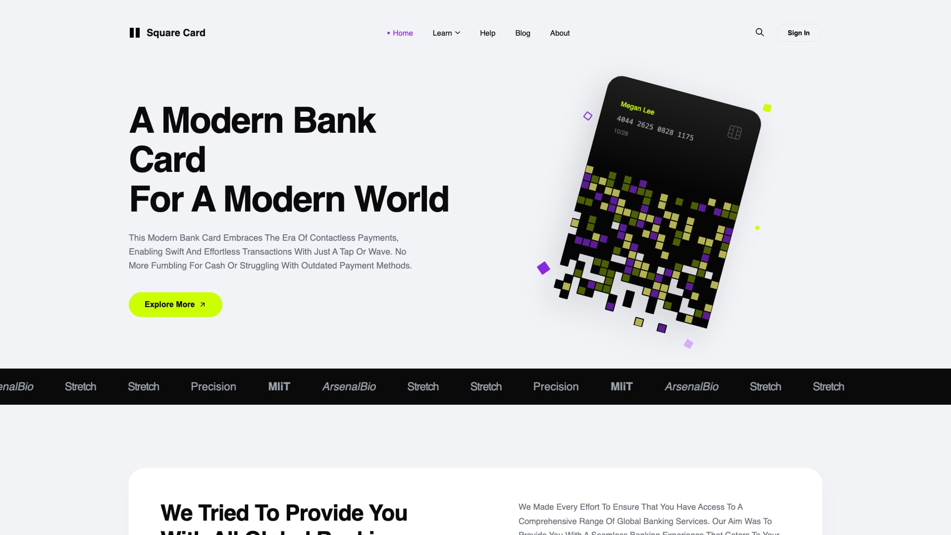 Modern Bank Landing Page